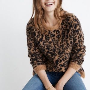 Madewell crewneck sweater in leopard